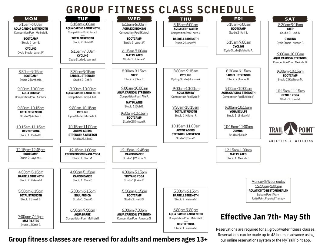 Group Fitness Schedule - August 21-Decembr 17
